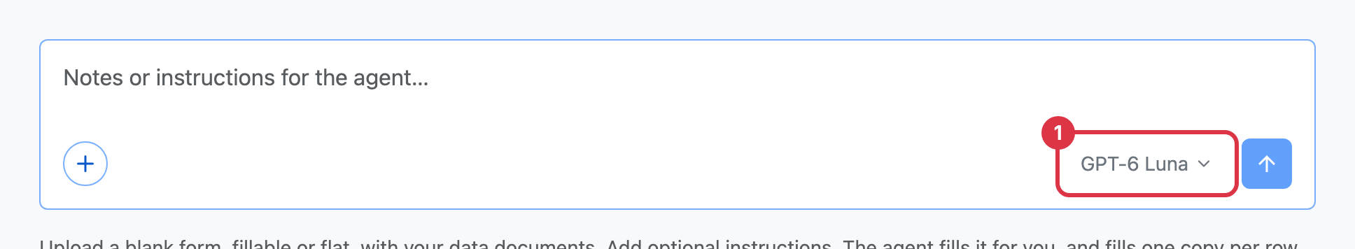The message box after choosing the other model, with its name now showing on the model menu beside the send button