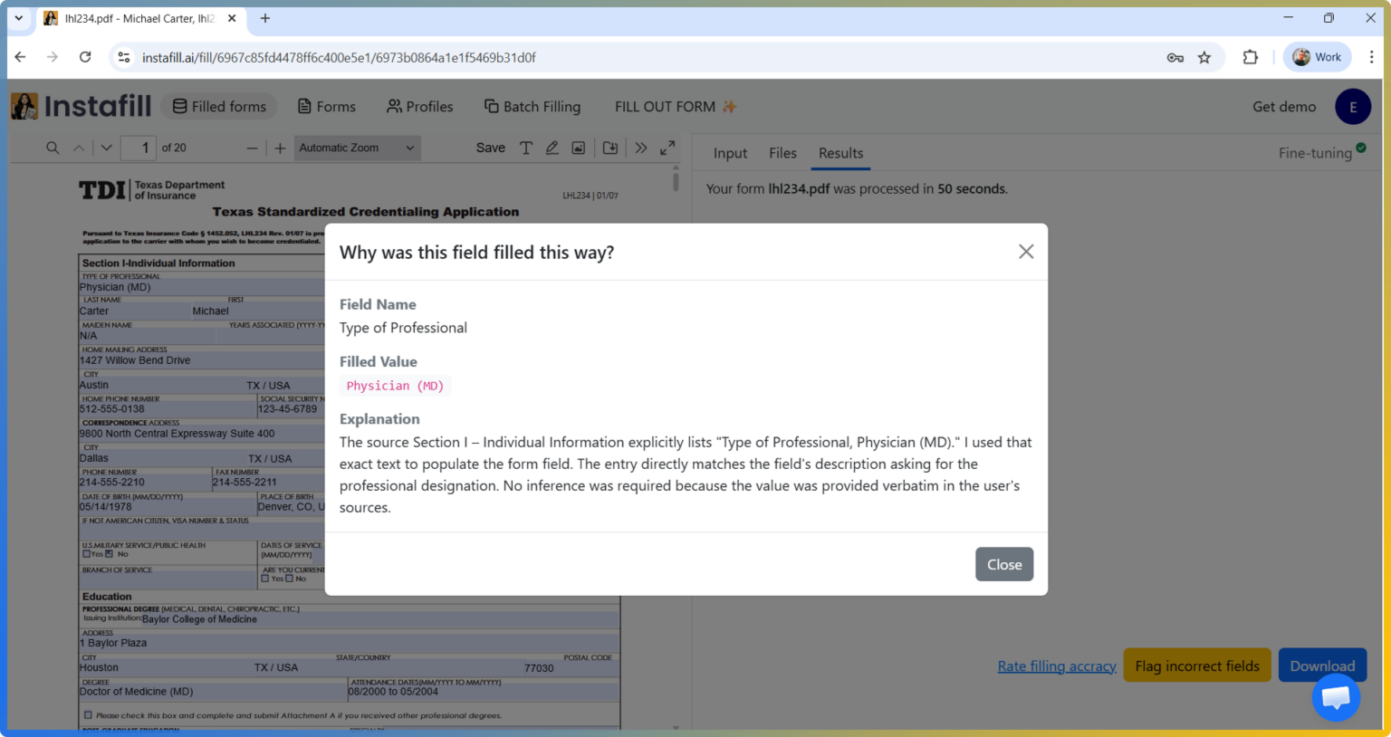 Field Fill Explanation