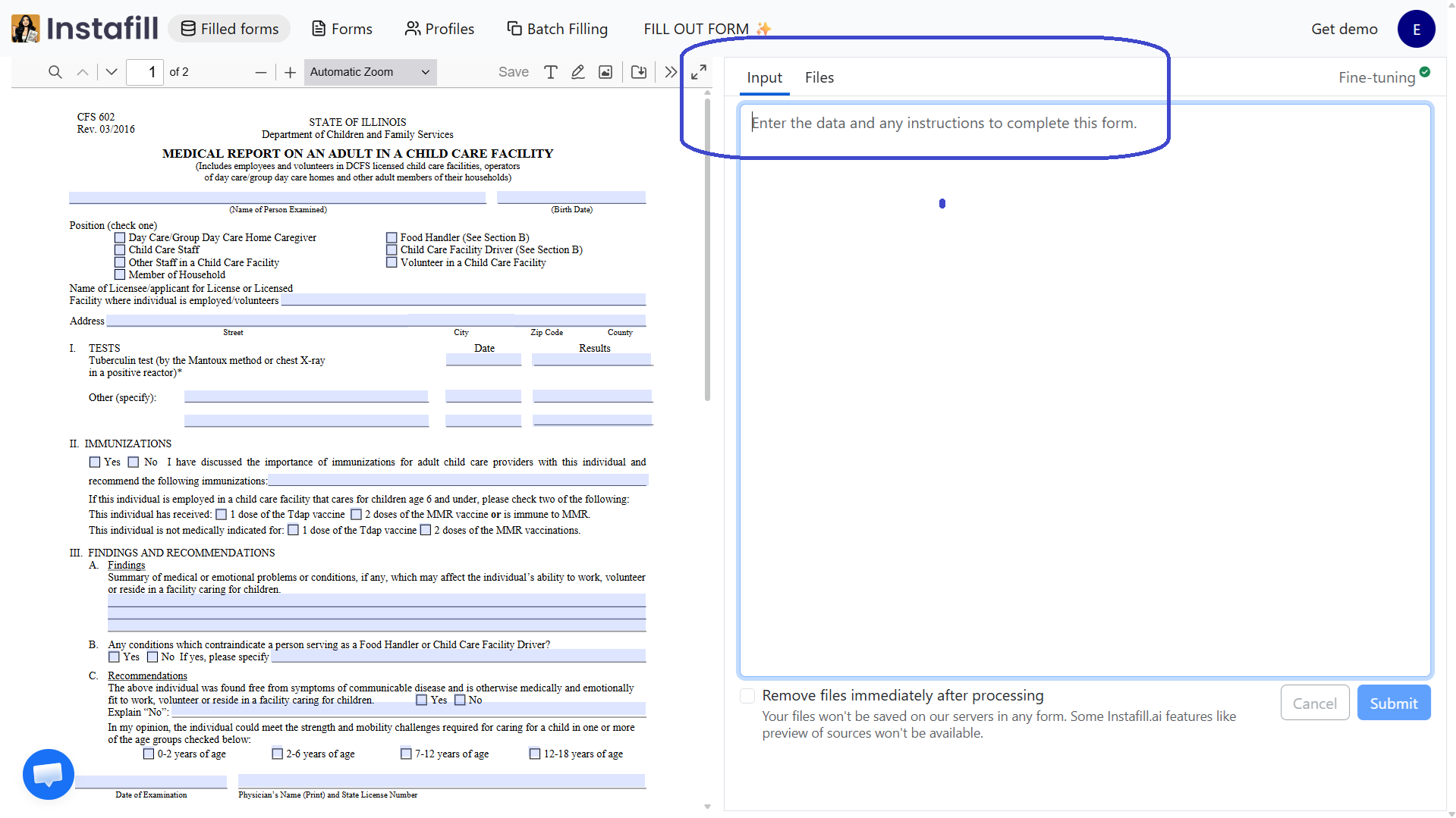 Filling Sources: Attachments and Text Input